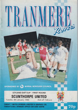 Tranmere Rovers v Scunthorpe United Match Programme 1990-01-09